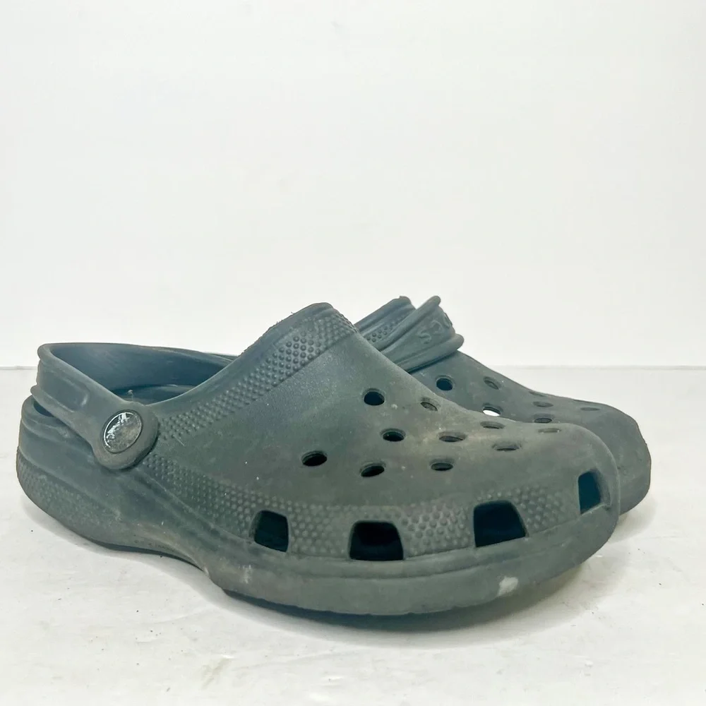 Crocs Classic Rubber Slide On Mules Clogs Black Size 3 Kids